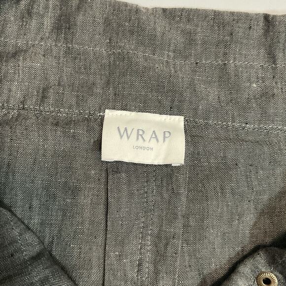 WRAP London Full Zip 100% Linen Jacket Lagenlook Gray Sz 14 - Picture 4 of 8